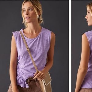 Anthropologie Pilcro bias smocked tee -lavendar